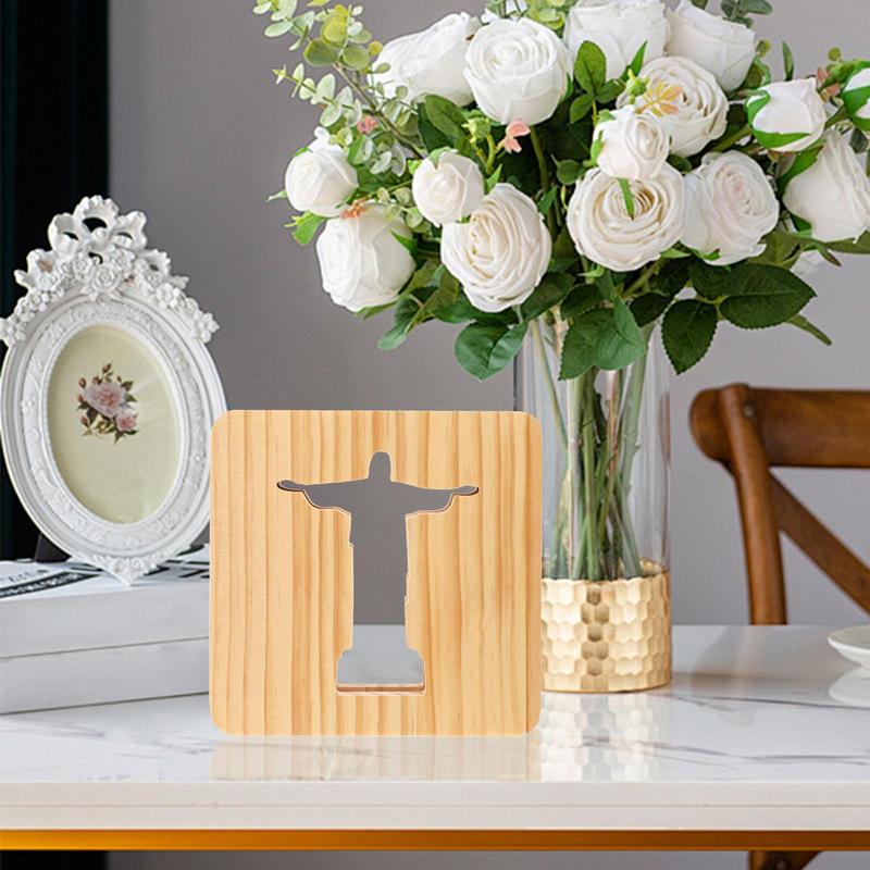 Led Light Christian WoodenCross Ornaments LED Night Light Table Decoration Christian Standing ChurchCross Miniatures