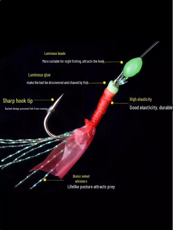 Bionic Sabiki Rig with Seven-Star Hook: Artificial Shrimp Lure for Topmouth Culter and Whitebait Fishing.
