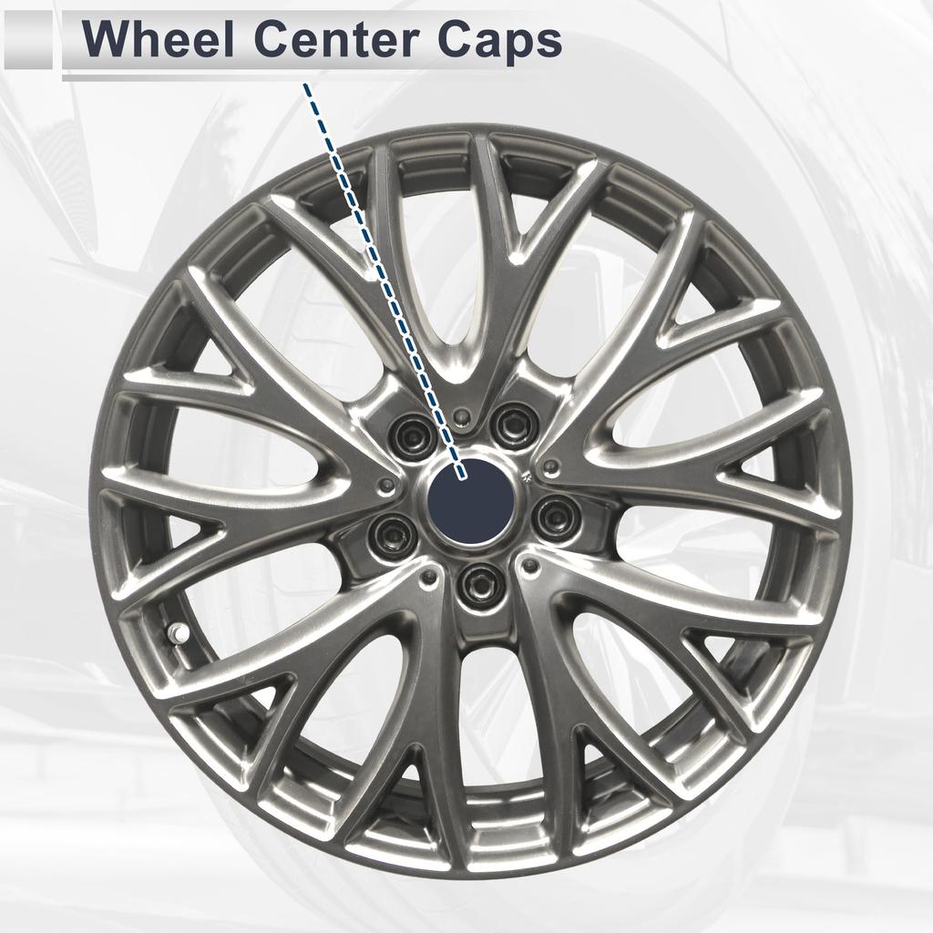 ACROPIX 4-Piece Wheel Center Caps, Hub Caps, Rim Center Caps, 61.5mm/66mm, Carbon Fiber Stickers, Plastic, 6 Clips, Silver Tone