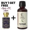 Thyme Essential Oil 10ml for Aromatherapy & Home Fragrance get 1 Free 6 ml Attar – Aqua AQ, Dubai Oud, Aura, White Oud