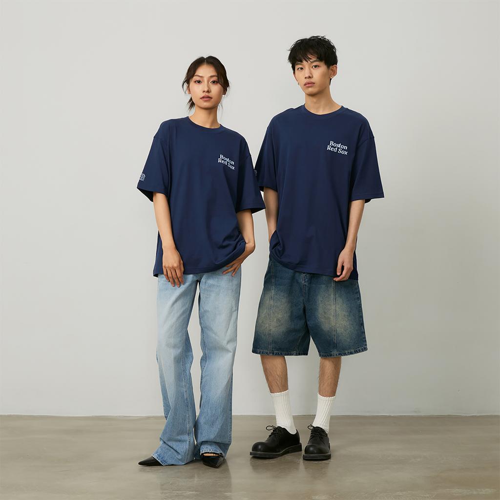 New MLB SS24 T Shirt Unisex Navy Blue 3ATSV0443-43NYS