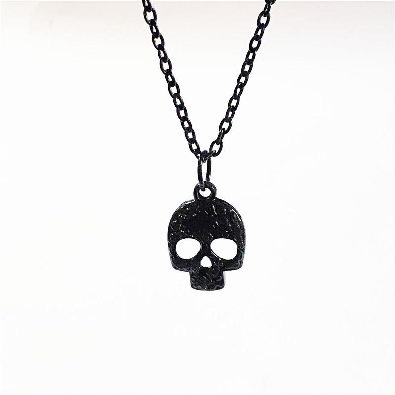 Gothic Phantom Skull Necklace for Women - Black Alloy Personalized Choker Necklace 18 Inch Chain - Alternative Jewelry