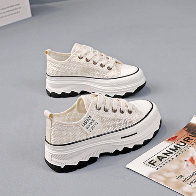 Thick-soled Platform Canvas Shoes for Women Summer Breathable All-match Casual Sneakers