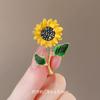 Rinhoo Enamel Flower Sunflower Daisy Brooches For Women Leaves Pins Floral Bouquet Badge Wedding Party Fashion Jewelry