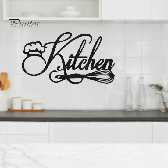 Heimküche Wanddekorationen Minimalistische Aufkleber, Wasserdichte PVC-Abziehbilder mit handgeschriebenem Kochhut Kreative Dekoration und Schneebesen-Design, Modern