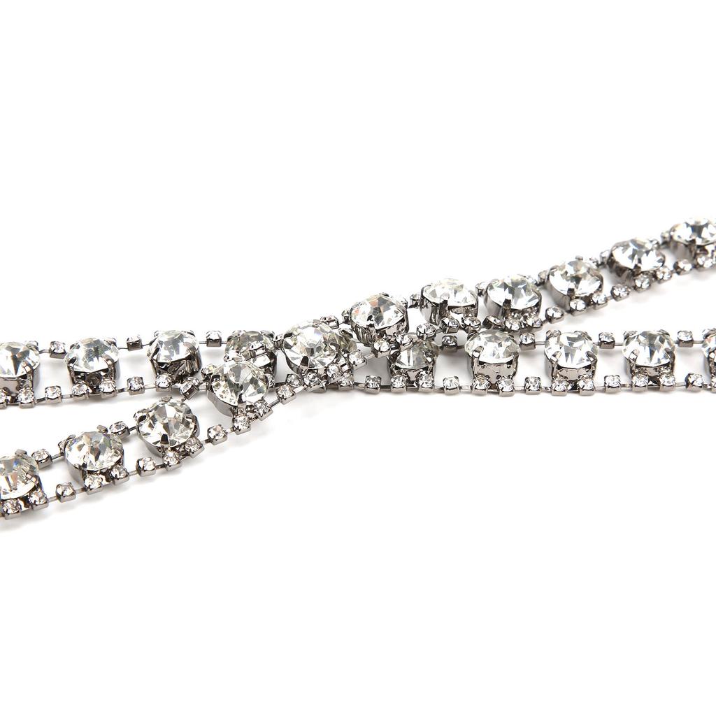 Rhinestone Close Chain Shiny Firm Claw Drill Chain for Crafts Sewing DIY Jewelry Wedding DecorationGun Gray