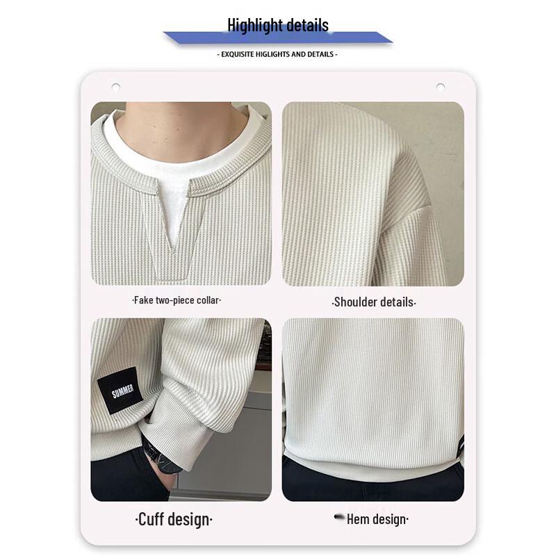 Playboy Men's Faux Two-Piece Long Sleeve Sweatshirt T-Shirt