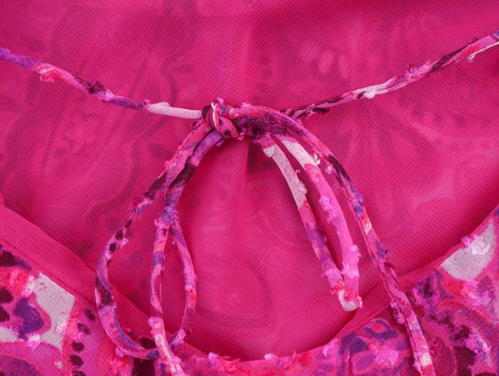 European & American Women's Summer 2025 Backless Patchwork Ruffle Hem Midi Dress with Spaghetti Straps