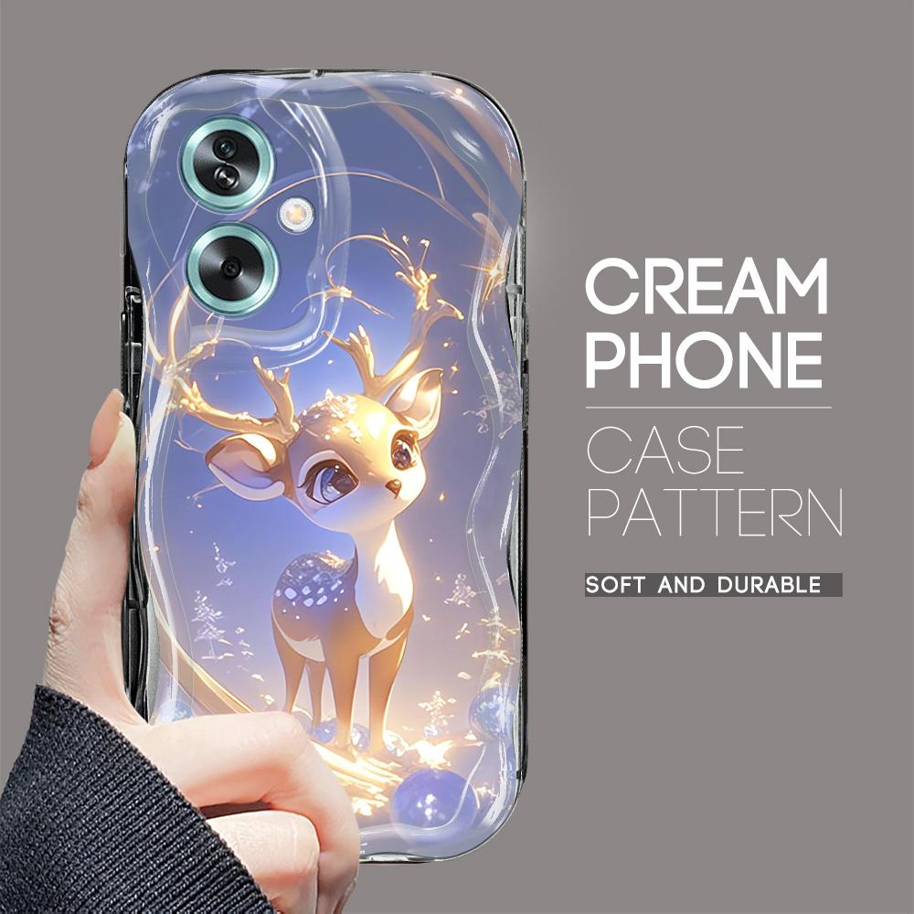 

Милый мультяшный узор, кремовая текстура, мягкий силиконовый чехол с волнистыми краями, чехол для телефона для OPPO Reno Realme Realme C67 4G чёрный