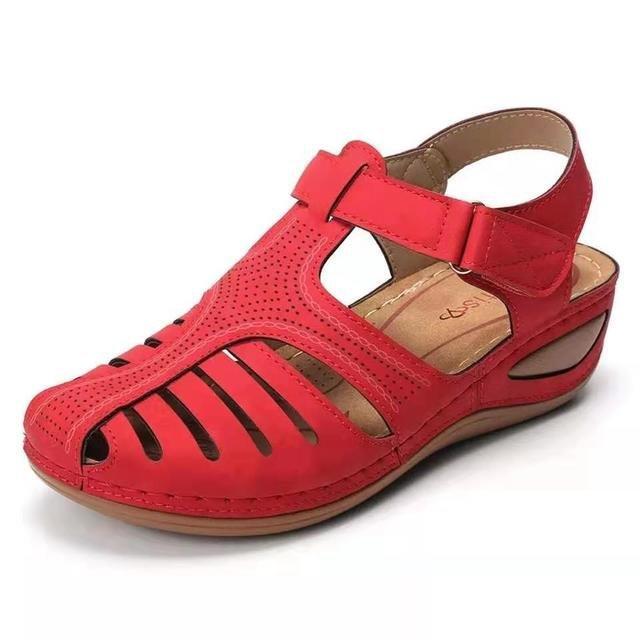 New wedge heel retro sandals non-slip large size women's summer hole shoes