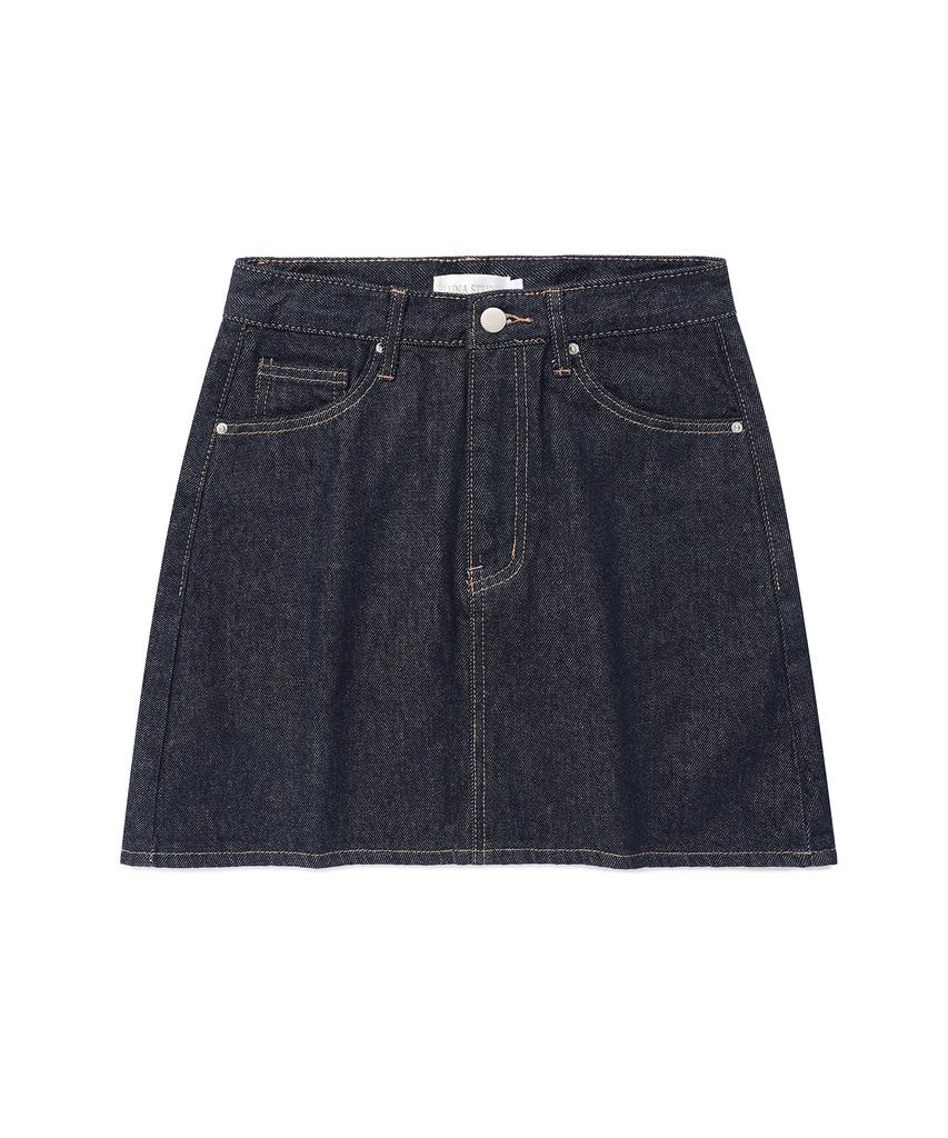 Pluna Studio Basic Mini Denim Skirt_Deep Blue