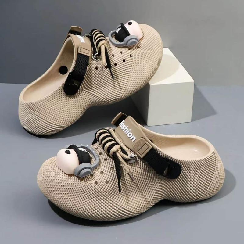 Summer Couple 3D Thick Soled Cave Shoes Outdoor Beach Slippers Wearing Earphones Dog Pattern Sandals