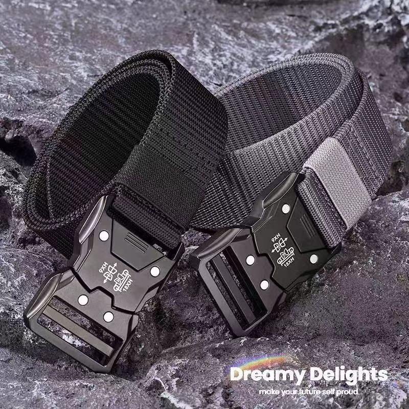 Automatic Buckle Tactical Belts Men's Woven Nylon Military Belt Durable Black Outdoor Army Hunting Golf Waist Belt