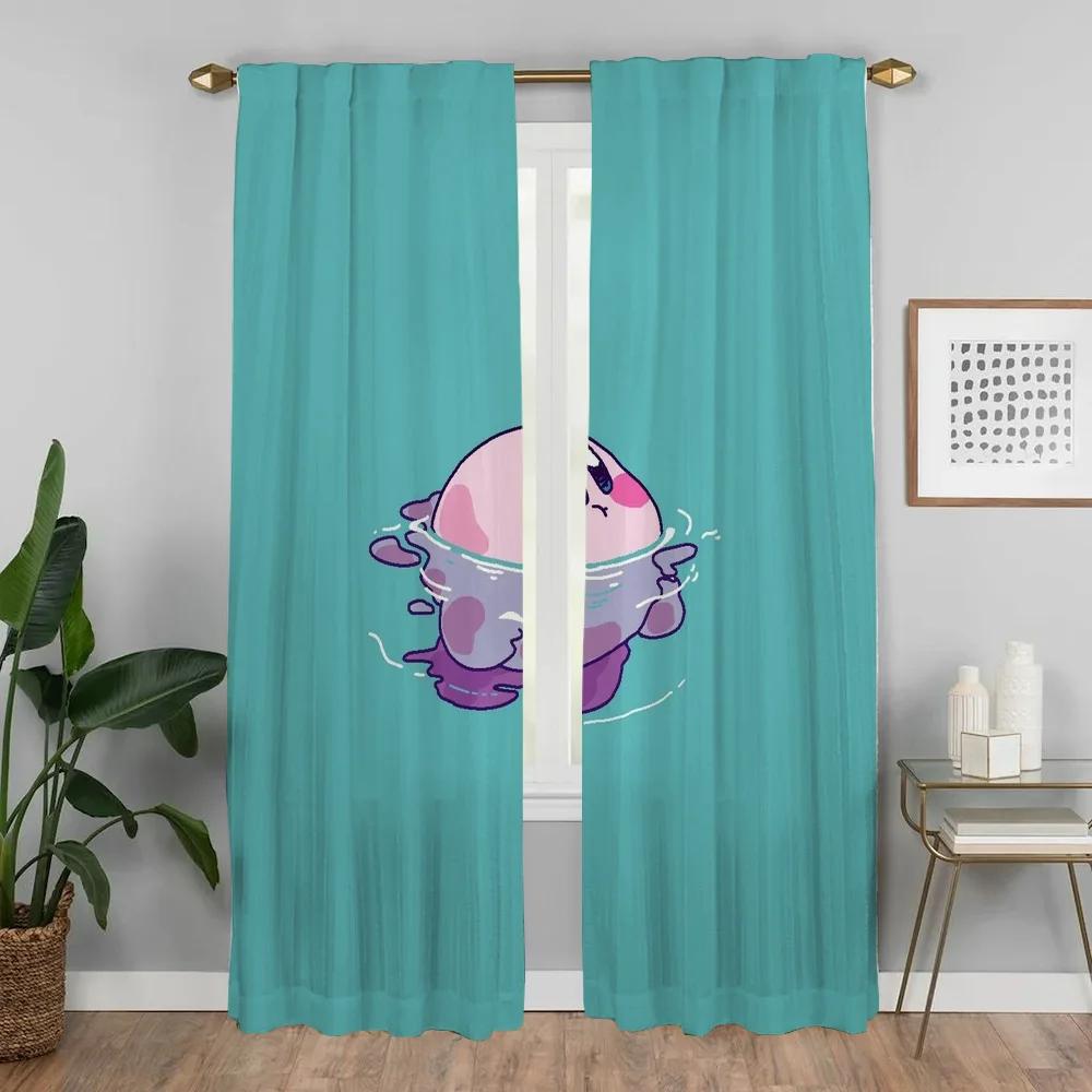 Küchenvorhänge für Schlafzimmer Kawaii Cartoon K-Kirbys Fenstervorhang für Zimmer 2 Paneele Trennvorhänge Jalousien Heiminnenvorhänge