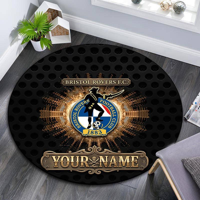 Custom Name Bristol Rovers Round Area Rug,Carpet Rug for Living Room Bedroom Sofa Playroom Decor,Non-slip Floor Mat