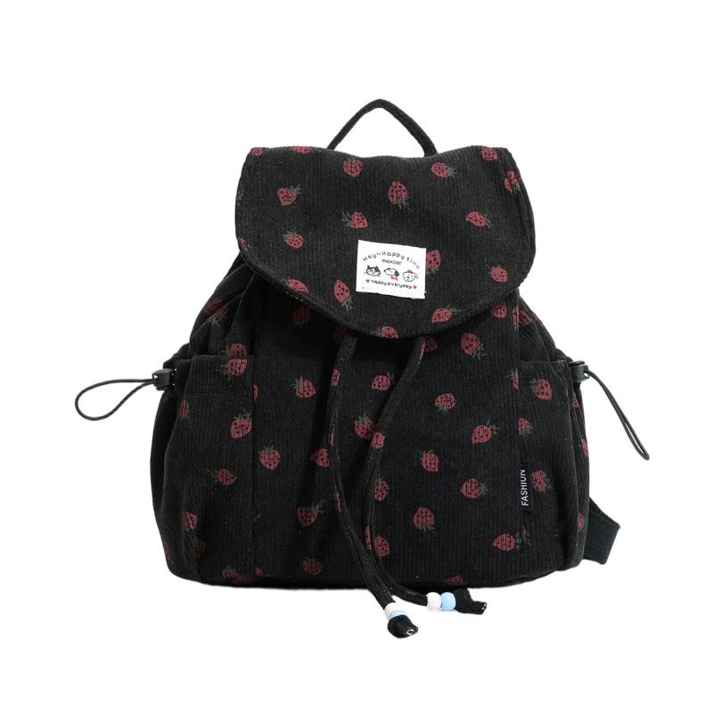 Mochila escolar estilo ins coreano de pana para mujer con estampado dulce mochila pequeña para estudiante mochila casual con cordón para ir al trabajo