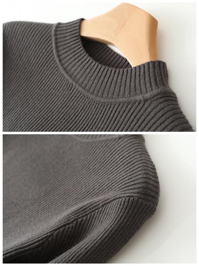 Women's Solid Color Velvet Knit Pullover Mid-Length Dress - Long Sleeve, Half High Neck, Over-the-Knee Style