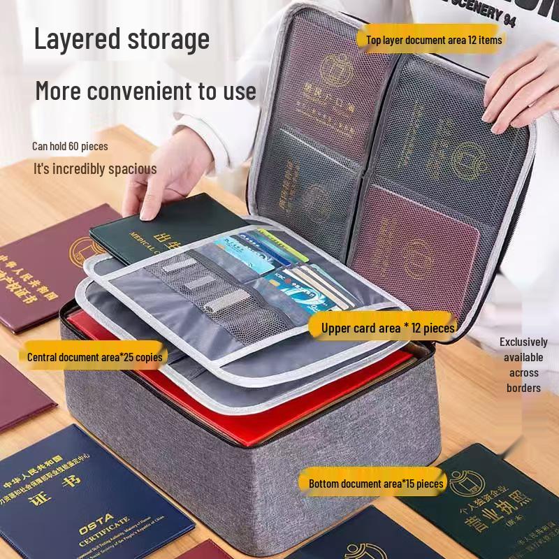 Multilayer Document Organizer Bag for Home: Household File, Birth Certificate Storage & Heavy Document Archive