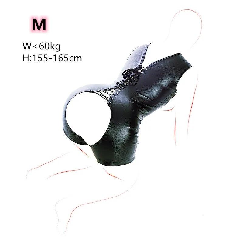 Adults Erotic Flirting Black Leather Costumes with Open Bra and Open Crotch for Women Fetish Cosplay Bdsm Bondage Sex Strap
