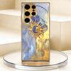 Gold-plated Tempered Glass Phone Case  Compatible Galaxy S26 S25 S24 S23 S22 Ultra Plus. Features a Corona Cloud Design.
