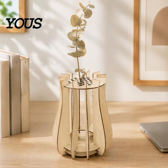 Anti Deformation Flower Pots for Interior Wooden Puzzle Vase, Display Stand Flowers or Simple Style Vases Gift Artificial Flowers, Decorative