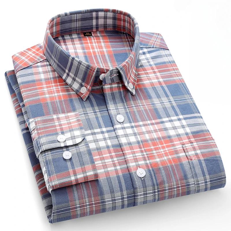New In Shirt Plus Size 7XL Long-sleeve Shirts for Men 100%cotton Oxford Slim Fit Formal Plain Shirt Fashion Korean Plaid Clothes