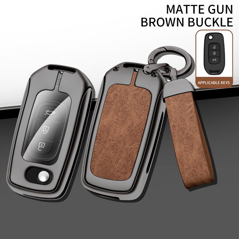Zinc Alloy Leather Car Key Case Cover Shell for Renault Kadjar Captur Megane Sandero Stepway Logan Clio 5 Arkana 2020 2021 Parts