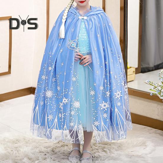 Prinsessekappe Kostyme Barn Hettekappe Utkledning Blå Nettdekorasjon Fester Cosplay-arrangementer Fantasy Rollespill Antrekk