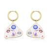 Trendy Colorful Eye Heart Star Moon Pattern Stainless Steel Hoop Earrings Woman Big Vintage Statement Geometric Enamel Jewelry