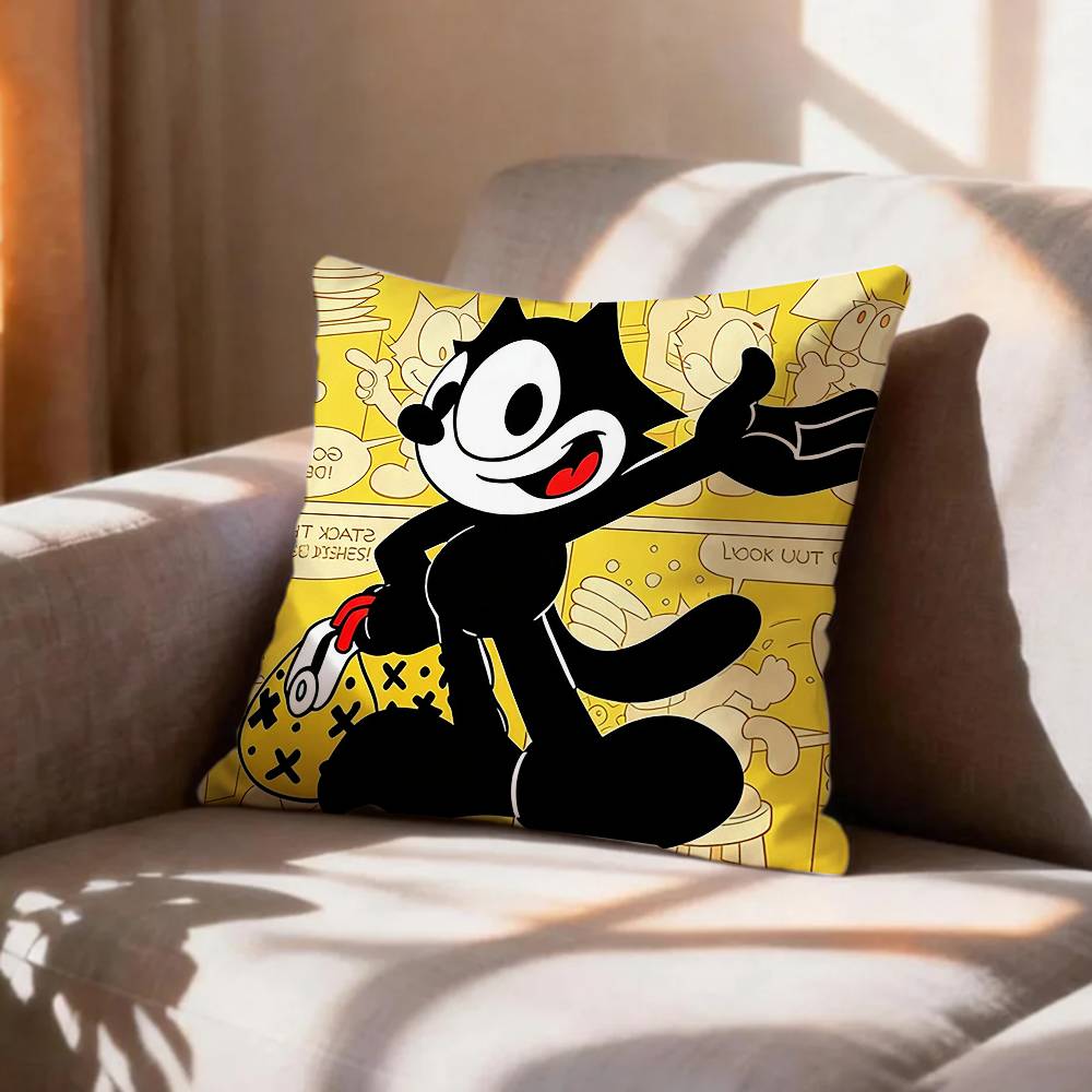 Vintage Animation Character FFelix The Cat   Pillow Case Pattern Printed Pillowcase For Living Room Sofa Cushion Cover