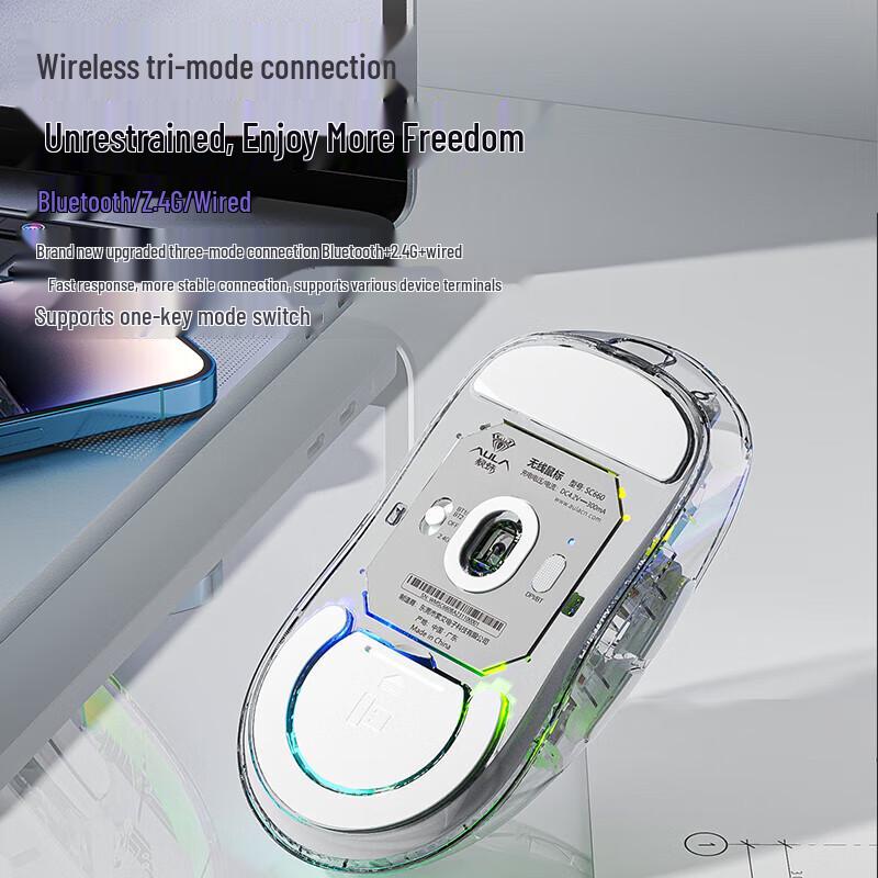 AULA SC660 Transparent Tri-Mode Wireless Mouse