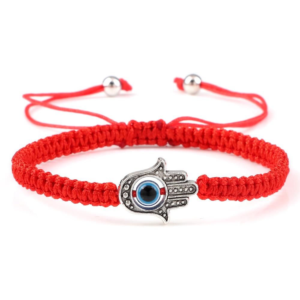 Fatima Prayer Hand Bracelet - Evil Eye Protection Couple Bracelets, Red Black Nylon Braided Lucky Jewelry for Men & Women