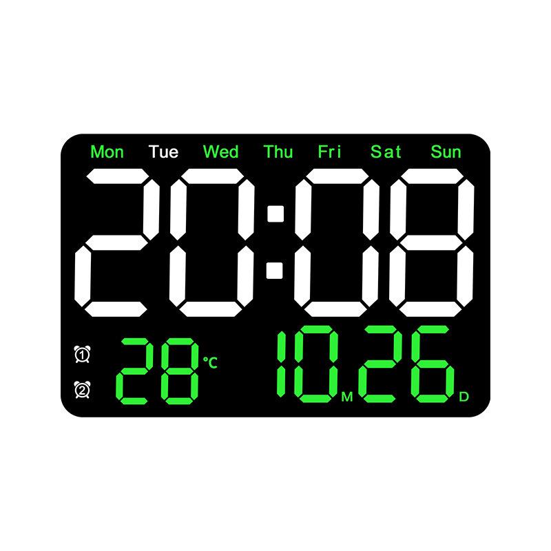 Large LED Digital Alarm Clock - Silent Weekday Display for Living Room