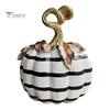 Halloween Pumpkin Decor Black And White Striped Ornament, Retro Style Resin Sturdy Indoor Desktop Decoration Tabletop Centerpiece, Ornament