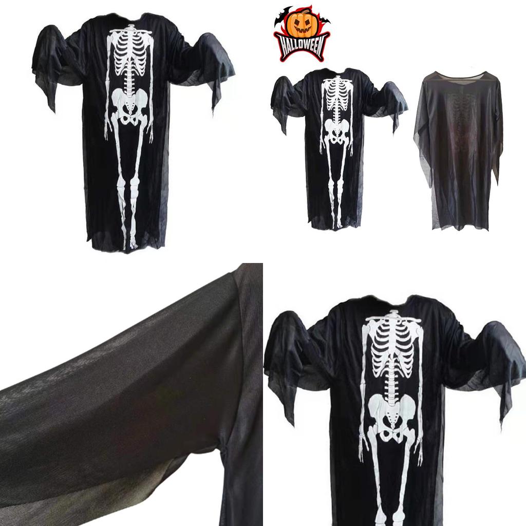 Halloween Skeleton Ghost Fancy Dress Cosplay Costume For Adults And Kids