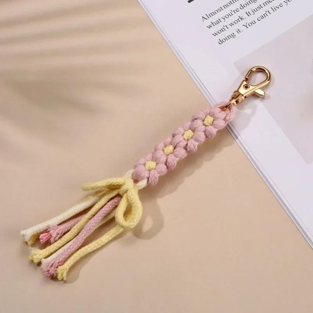 Cute Cotton Rope Key Chains Handmade Multi-purpose Colorful Braided Keychain Large Zipper Puller Women Bag Charm Pendant
