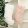 White Pink Christmas Plush Stocking Xmas Tree Ornament Plush Xmas Stockings Gift Bag Socks  DIY