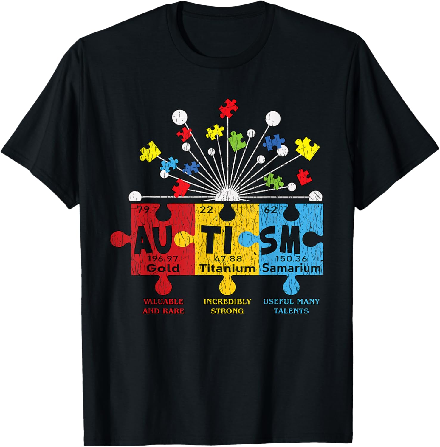Autism Awareness Puzzle Chemical Elements Periodic Table ASD TShirt S