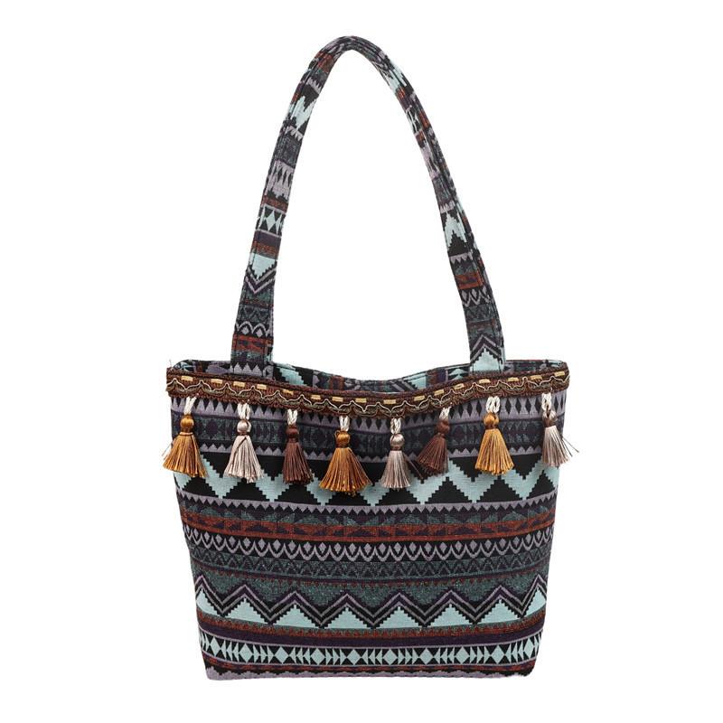 2025 Spring New Tassel Women's Bags Fashionable Ethnic Style Contrasting Colors Large-capacity Niche Women's Bags Shoulder Bags Tote Bags