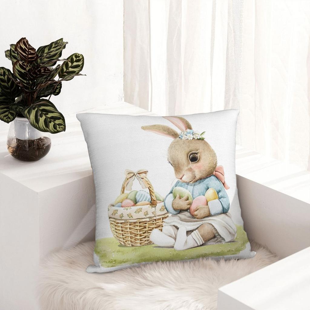 Easter Baby Rabbit With Eggs Pillow Cover Morden Pillow Case For Chair Sofa Home Decoration Cushion Cover Graphic Pillowcases
