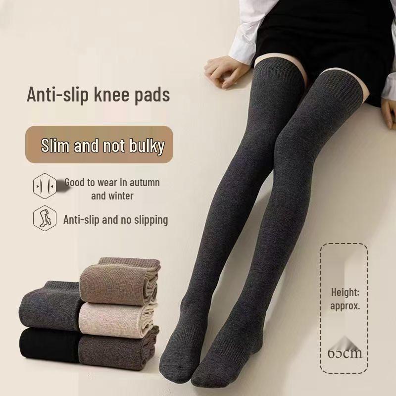 Women's High-Top Over-the-Knee Socks: Autumn/Winter, Solid Color, Micro-Pressure, Enhanced Appearance
