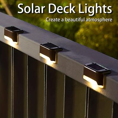 4PCS Solar Deck Lights - LED Decorative Walkway, Fence & Step Lights for Stairs, Balconies, Yards & Garden Paths