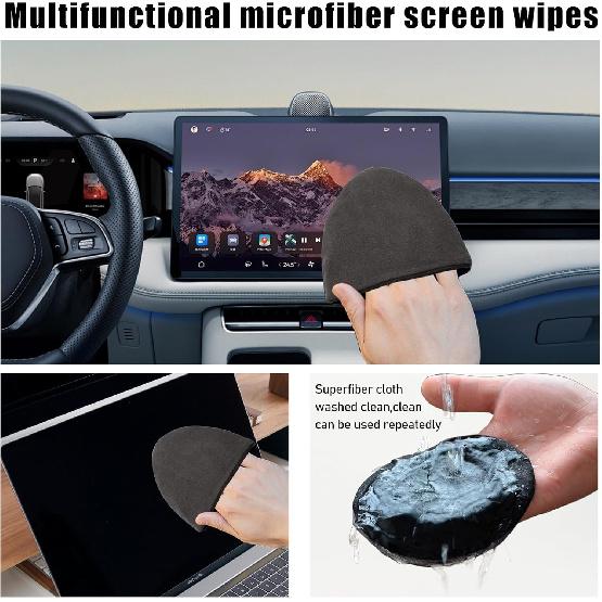 Car Screen Cleaner, 4.72×3.93" Triangle Microfiber Auto Screen Cleaning Pad, Foldable Touch Screen Cleaner Cloth for Vehicle Dashboard LCD Display,