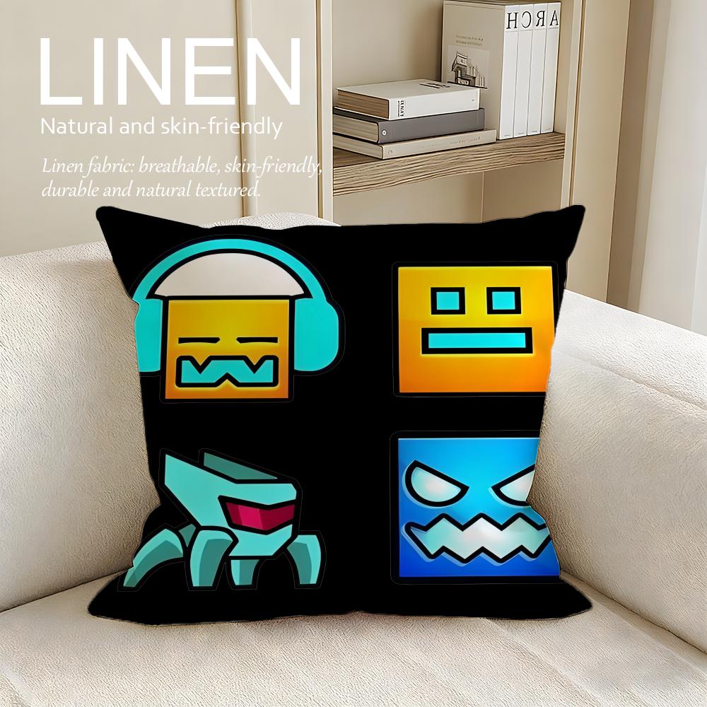 Game Cartoon GGeometry Dash Game Cushion Cover Pillowcase Set Pcs X X Breathable Washable Sofa Cushion Cover