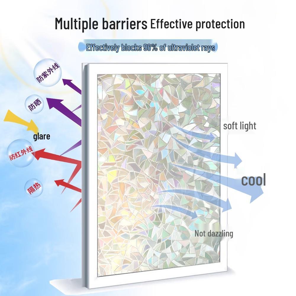 Colorful Thickened Translucent Window Stickers for Bedrooms & Living Rooms - Anti-Peep Glass Film for Offices