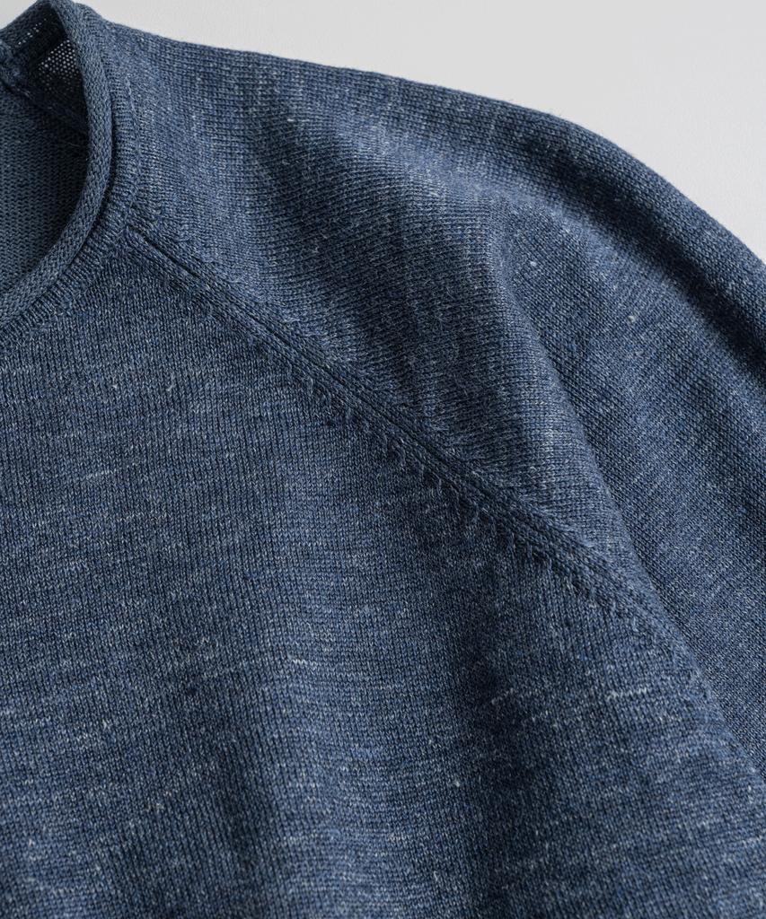 Bihebieo European Flax™ Linen Roll Neck L/S Knit Midnight
