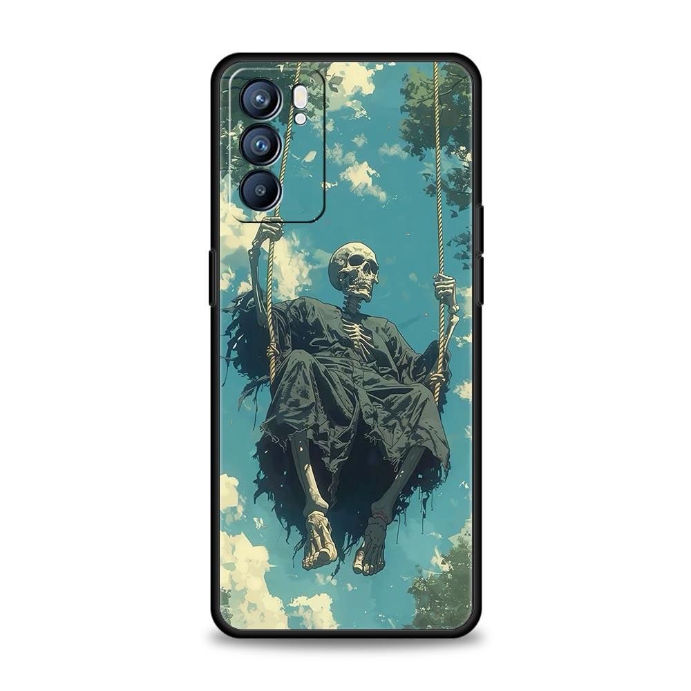 Grim Reaper Skull Phone Case For Oppo Reno14 Reno13 Reno12 11 F 10 Find X5 X9 Pro A54 5G A53 A9 A16 A78 4G A80 A98 Cover