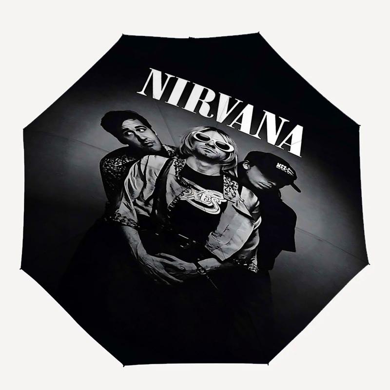 

1pc Nirvana Kurt Cobain Automatic Open,Windproof, Compact Travel Umbrella, Gift for Birthday, Christmast93093