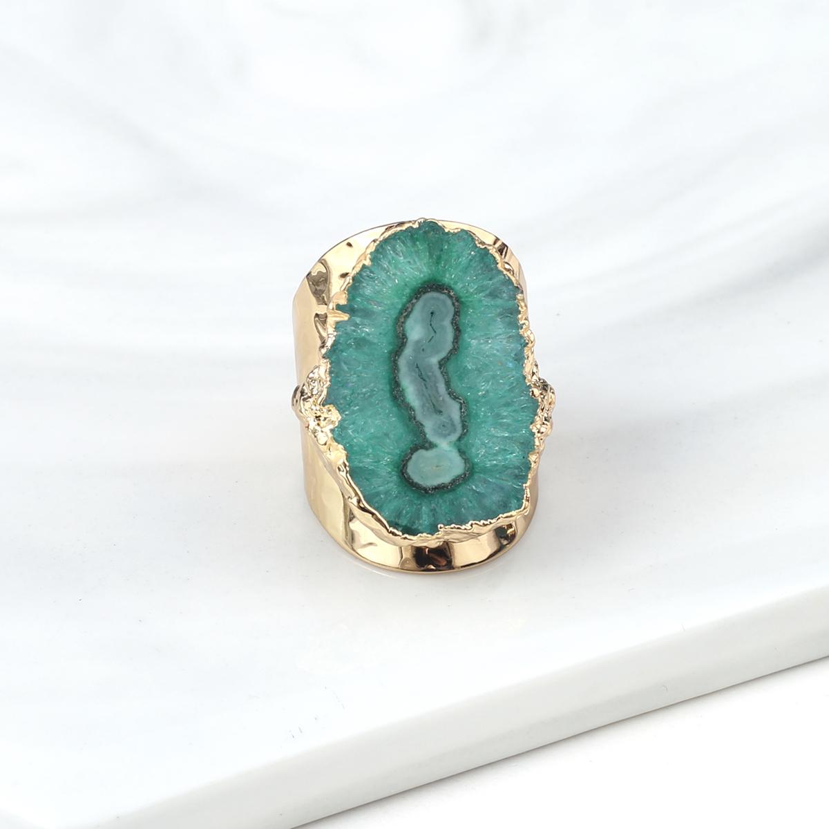 

Женское кольцо из натурального камня, друза агата, регулируемое кольцо для элегантных женщин, романтический подарок на день рождения Adjustable чёрный