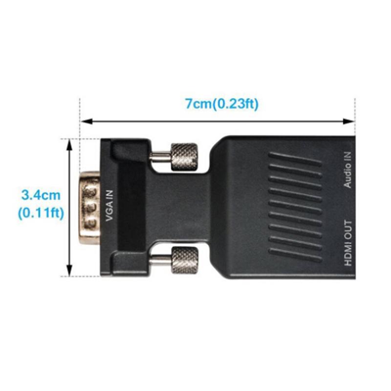Převodník 1080P VGA samec na hdmi samice s USB audio kabelem